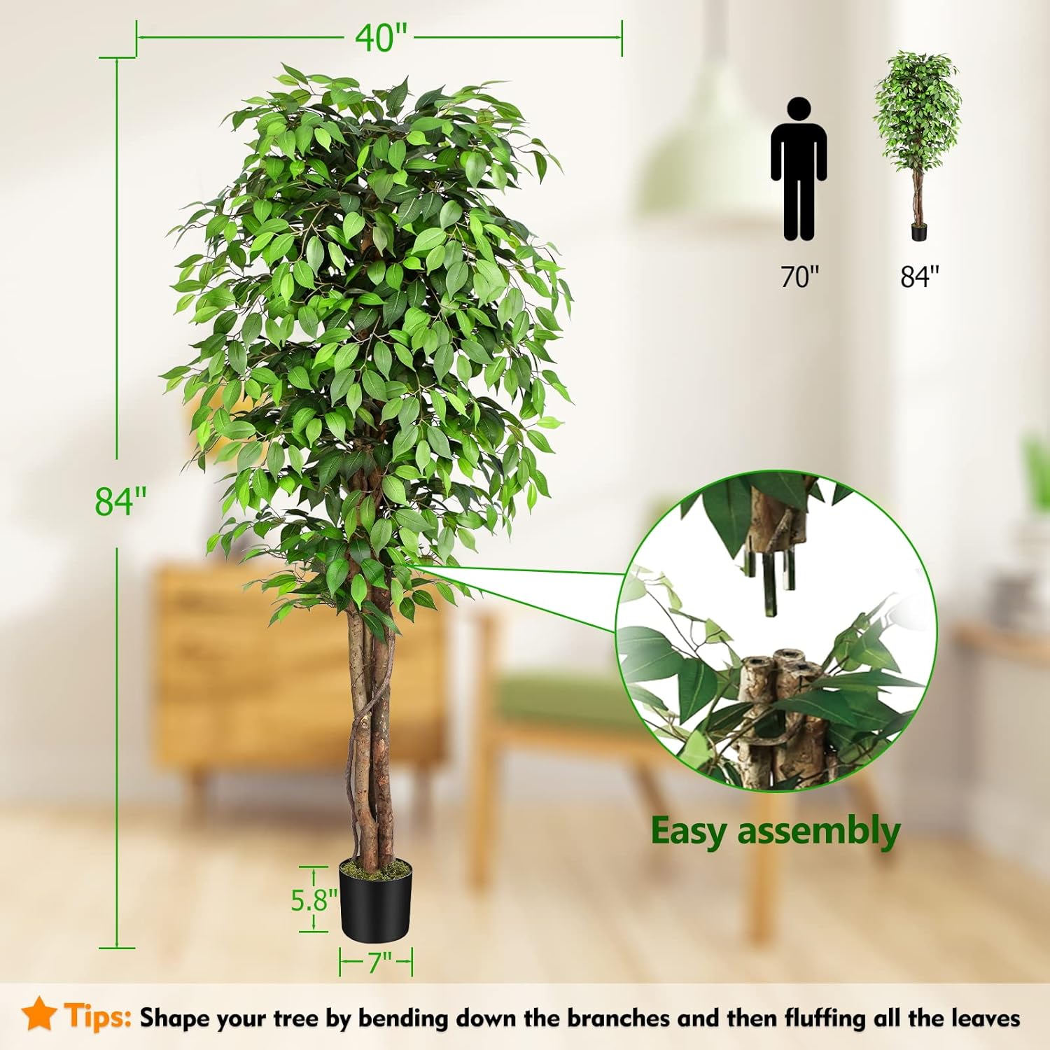 Lifelike Artificial Ficus Tree - Monstera Adansonii ulasan dan harga