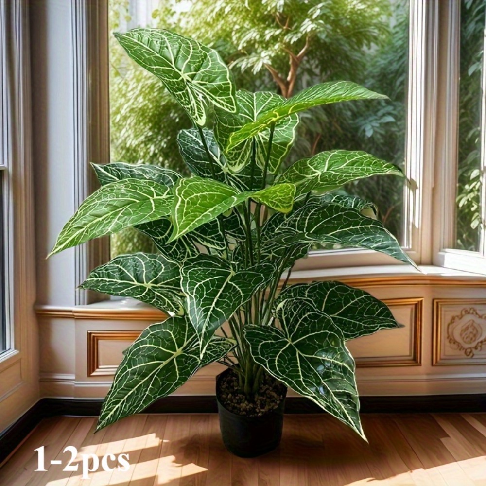 1PC 24 Leaves Artificial Green - Monstera Adansonii ulasan dan harga